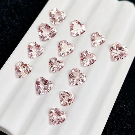 10pcs/lot Eye Clear Natural Stone Pink Morganite Heart Shape Facet 4x4mm-6x6mm Loose Gemstone For Jewelry Making