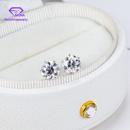 High Grade Luxury 1Carat 10K White Gold Moissanite Diamond 6.5mm Round OEC EarringsStud Destiny Jewellery Birthday Gift Jewelry