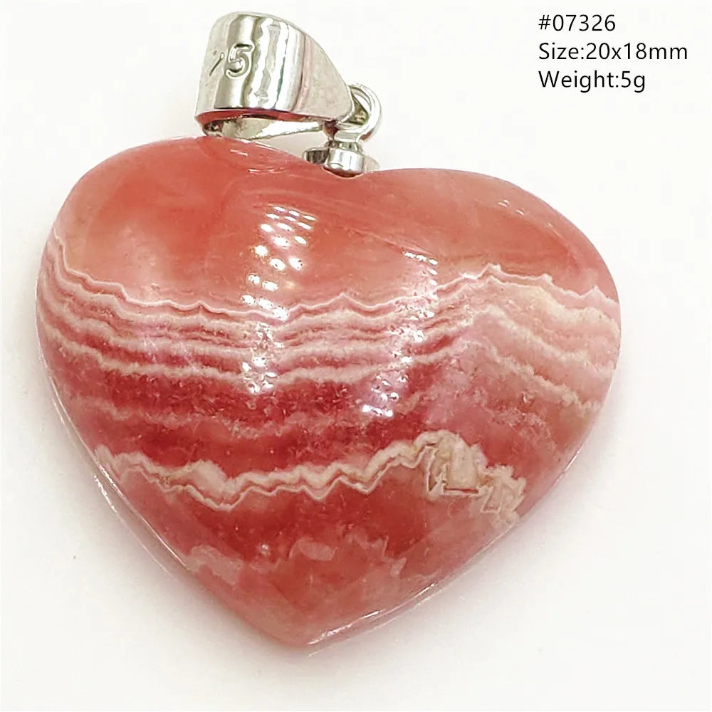 Natural Rose Rhodochrosite Pendant Heart Red Rhodochrosite Love Bead Pendant Necklace Women Rare Rose Necklace AAAAA