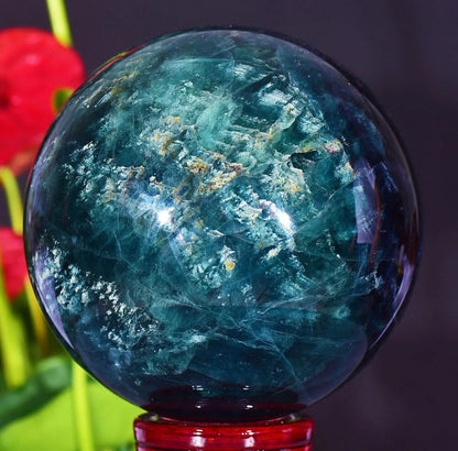 Natural Color Fluorite Quartz Crystal Ball Sphere Polished Mineral Healing