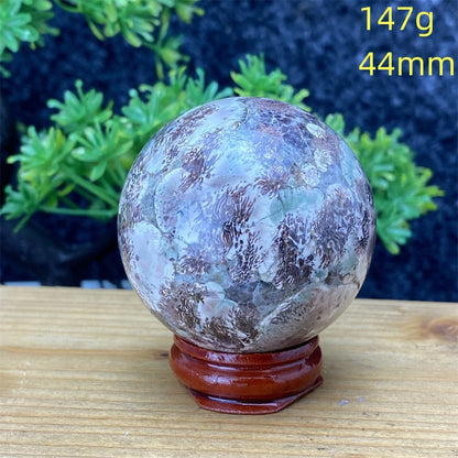 1pcNatural Green Cherry Blossom Stone Agate Gem Energy Sphere Healing Reiki Crystal Ball Garden Aquarium Home Decor Holiday Gift