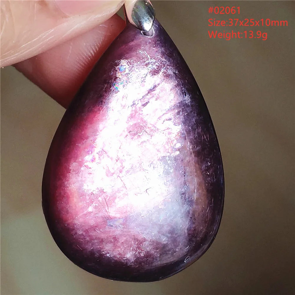 Natural Purple Lepidolite Quartz Tourmaline Mica Pendant Flash Woman Men Heart Love Fashion Jewelry AAAAAA