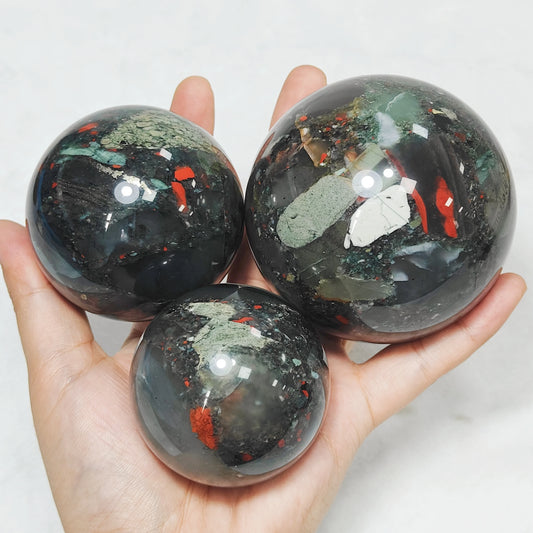 African Bloodstone Sphere Unique Quartz Crystal Ball for Reiki Healing, Divination & Home Decor | Perfect Christmas Gift