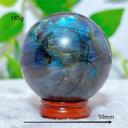 Labradorite Sphere Ball Crystal Natural Stone Quartz Home Decoration Minerals Reiki Craft Gemstone Energy Healing Love +Stand