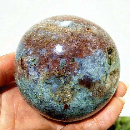 Natural Stone Pretty Ocean Jasper sphere Meditation Spirit Exorcism Feng Shui Crystal Ball Home Room Decoration Reiki Healing