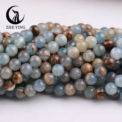 Natural Stone Blue Argentina Calcite Beads Onyx Round Loose Beads For Jewelry Making DIY Accessories Bracelet Necklace 6/8mm 15"