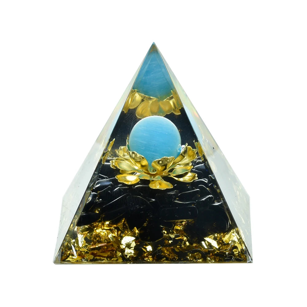 Natural Crystal Energy Generator Pyramid Peridot Amethyst Reiki Healing Crystal Chakra Resin Pyramid Meditation Tool Room Decor