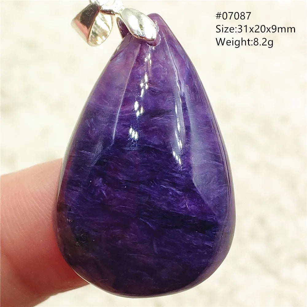 Natural Purple Charoite Water Drop Gemstone Pendant Women Men Charoite Bead Best Necklace Jewelry 925 Sterling Silver AAAAAA