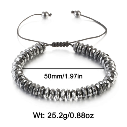 Pulsera de cuentas de piedra de hematita negra con 7 estilos de abalorios, joyería para hombres, pulsera tejida magnética para el cuidado de la salud para mujeres, regalo