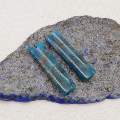 Brincos de cristal de apatita azul de pedra natural contas para fazer joias brincos de pedra para mulheres 35x9x4mm 7g