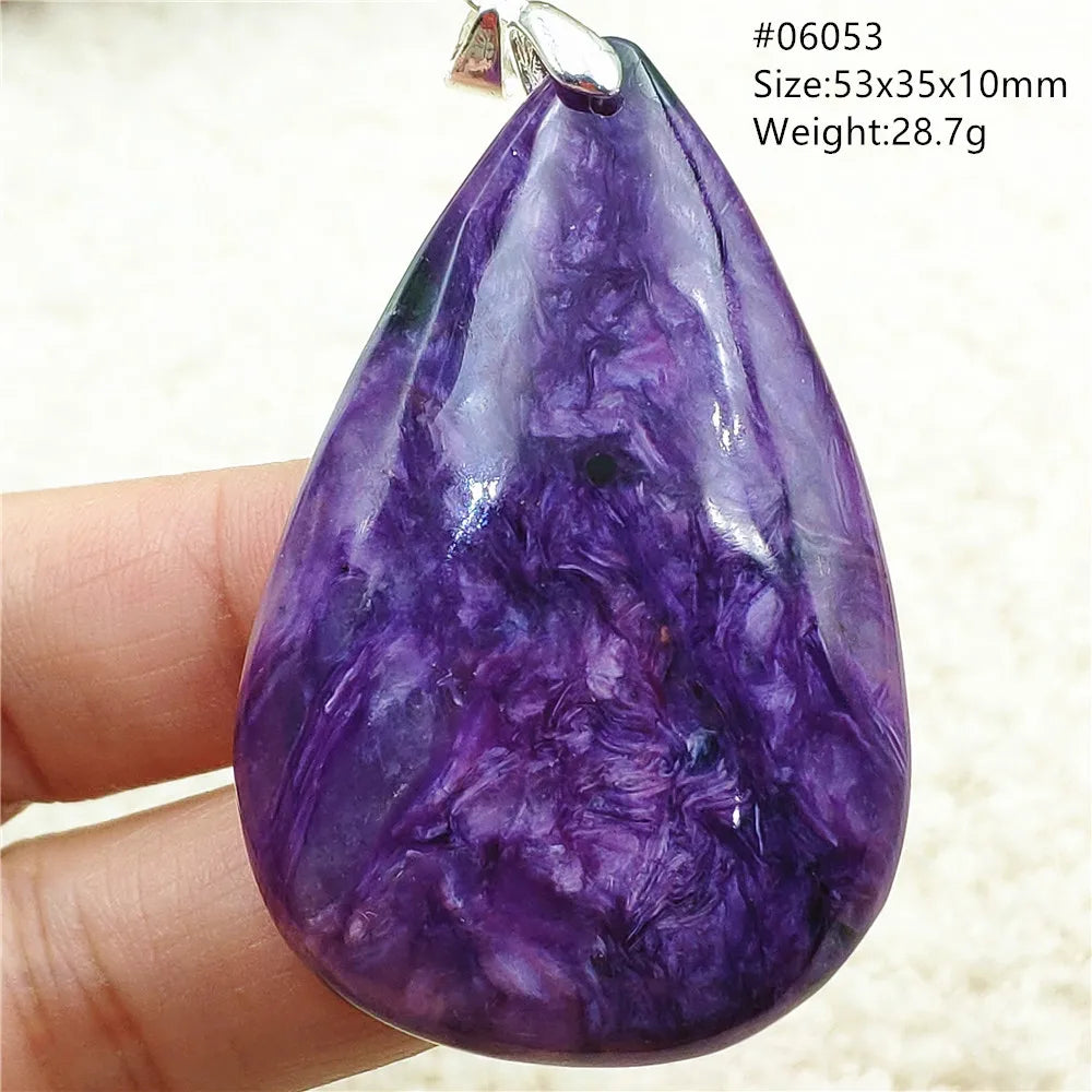 Natural Purple Charoite Water Drop Gemstone Pendant Women Men Charoite Bead Best Necklace Jewelry 925 Sterling Silver AAAAAA