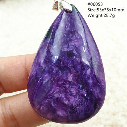 Natural Purple Charoite Water Drop Gemstone Pendant Women Men Charoite Bead Best Necklace Jewelry 925 Sterling Silver AAAAAA