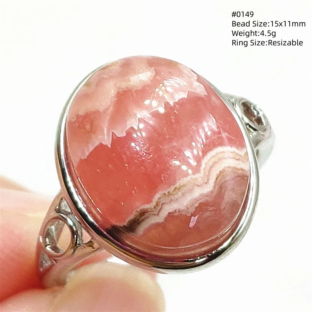 Natural Rose Rhodochrosite Ring Adjustable Ring Jewelry Woman Men Love Red Rhodochrosite Bead Healing Stone AAAAAA