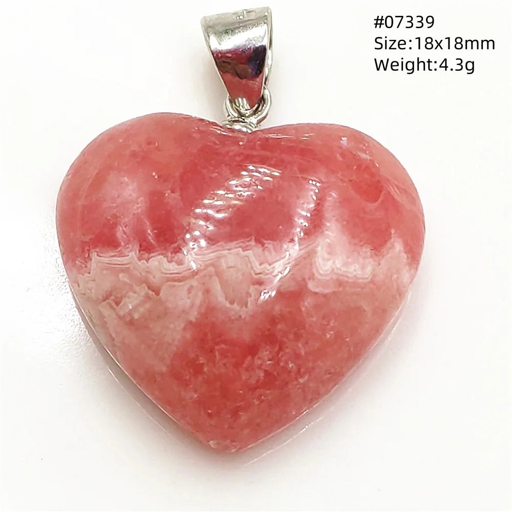 Natural Red Rhodochrosite Pendant Jewelry Rose Rhodochrosite Heart Love Women Men Gemstone Jewelry Fashion Necklace Gift AAAAAA