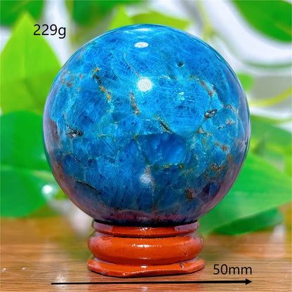 Esfera de Apatita Cristal Pedra de Quartzo Natural Decoração para Casa Minerais Reiki Artesanato Presentes Amor Energia Cura Meditação + Suporte