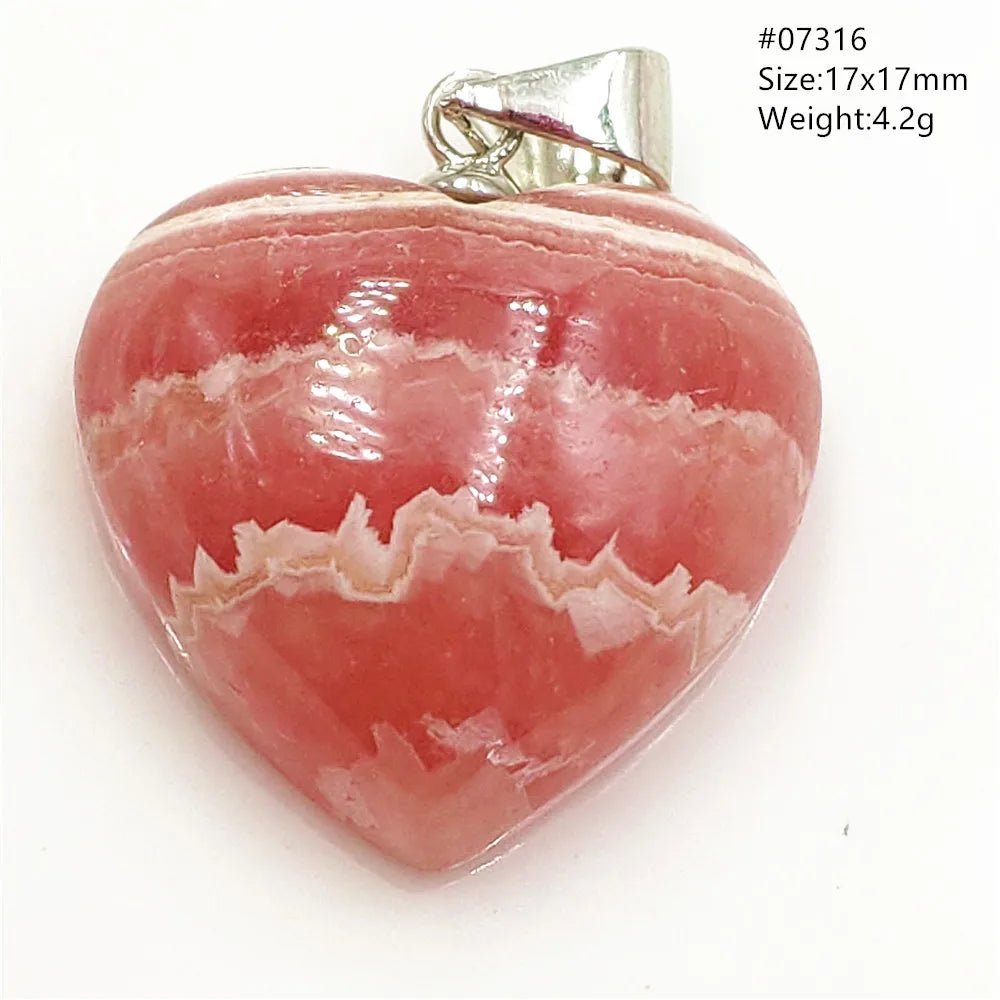 Natural Rose Rhodochrosite Pendant Heart Red Rhodochrosite Love Bead Pendant Necklace Women Rare Rose Necklace AAAAA