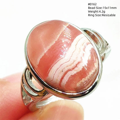 Natural Rose Rhodochrosite Ring Adjustable Ring Jewelry Woman Men Love Red Rhodochrosite Bead Healing Stone AAAAAA