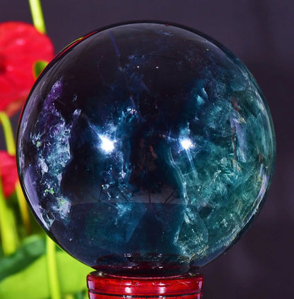 Natural Color Fluorite Quartz Crystal Ball Sphere Polished Mineral Healing