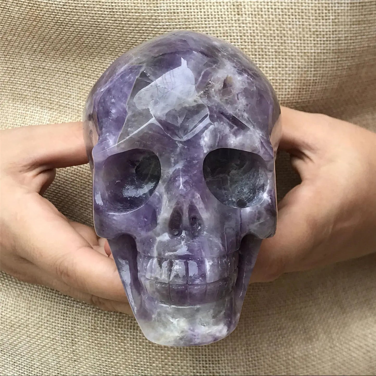 Natural Dreamy Amethyst Energy Crystal Skull Specimen Reiki Healing Gift Room Decoration