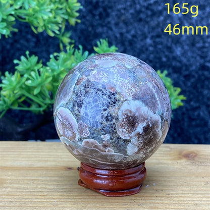 1pcNatural Green Cherry Blossom Stone Agate Gem Energy Sphere Healing Reiki Crystal Ball Garden Aquarium Home Decor Holiday Gift