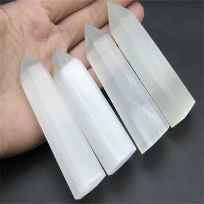 7-11cm Natural High Quality Beautiful Gemstone Obelisk Pillar Selenite Point Selenite Stone Tower Wand For Collection Gift