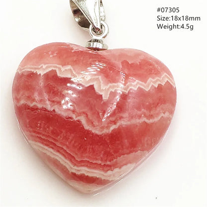 Natural Red Argentina Rhodochrosite Pendant Necklace Rose Rhodochrosite Heart Pendant Women Men Necklace AAAAA