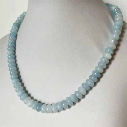 Collar de jade y aguamarina ovalado de 5 x 8 mm, cuentas de piedra natural para mujer, barniz de lujo, esmeralda, kunzita, rubí, morganita, piedra preciosa, regalo personalizado