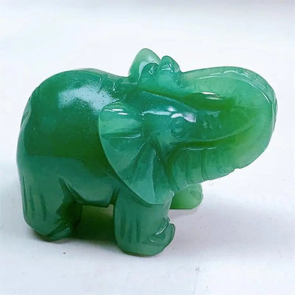 3 polegadas Natural Verde Aventurina Elefante Cristal Escultura Artesanato Bonito Animal Moda Decoração de Casa Presente de Aniversário 1pcs