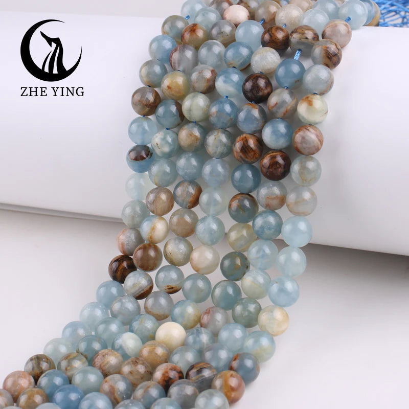 Natural Stone Blue Argentina Calcite Beads Onyx Round Loose Beads For Jewelry Making DIY Accessories Bracelet Necklace 6/8mm 15"