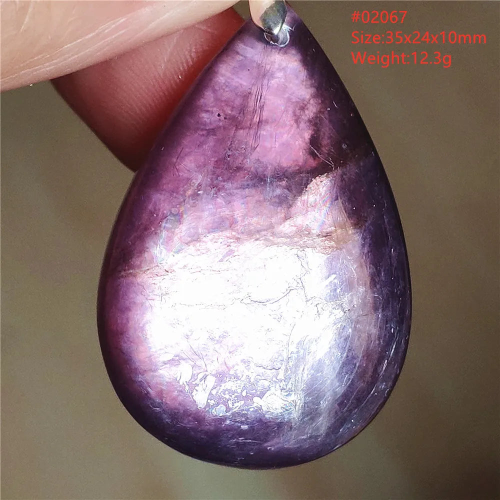 Natural Purple Lepidolite Quartz Tourmaline Mica Pendant Flash Woman Men Heart Love Fashion Jewelry AAAAAA