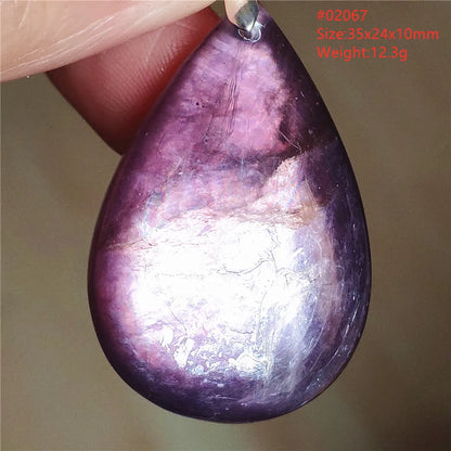 Natural Purple Lepidolite Quartz Tourmaline Mica Pendant Flash Woman Men Heart Love Fashion Jewelry AAAAAA