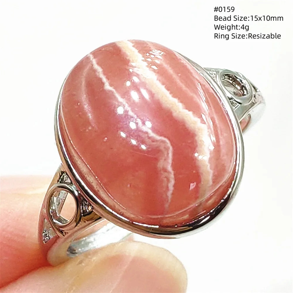 Natural Rose Rhodochrosite Ring Adjustable Ring Jewelry Woman Men Love Red Rhodochrosite Bead Healing Stone AAAAAA