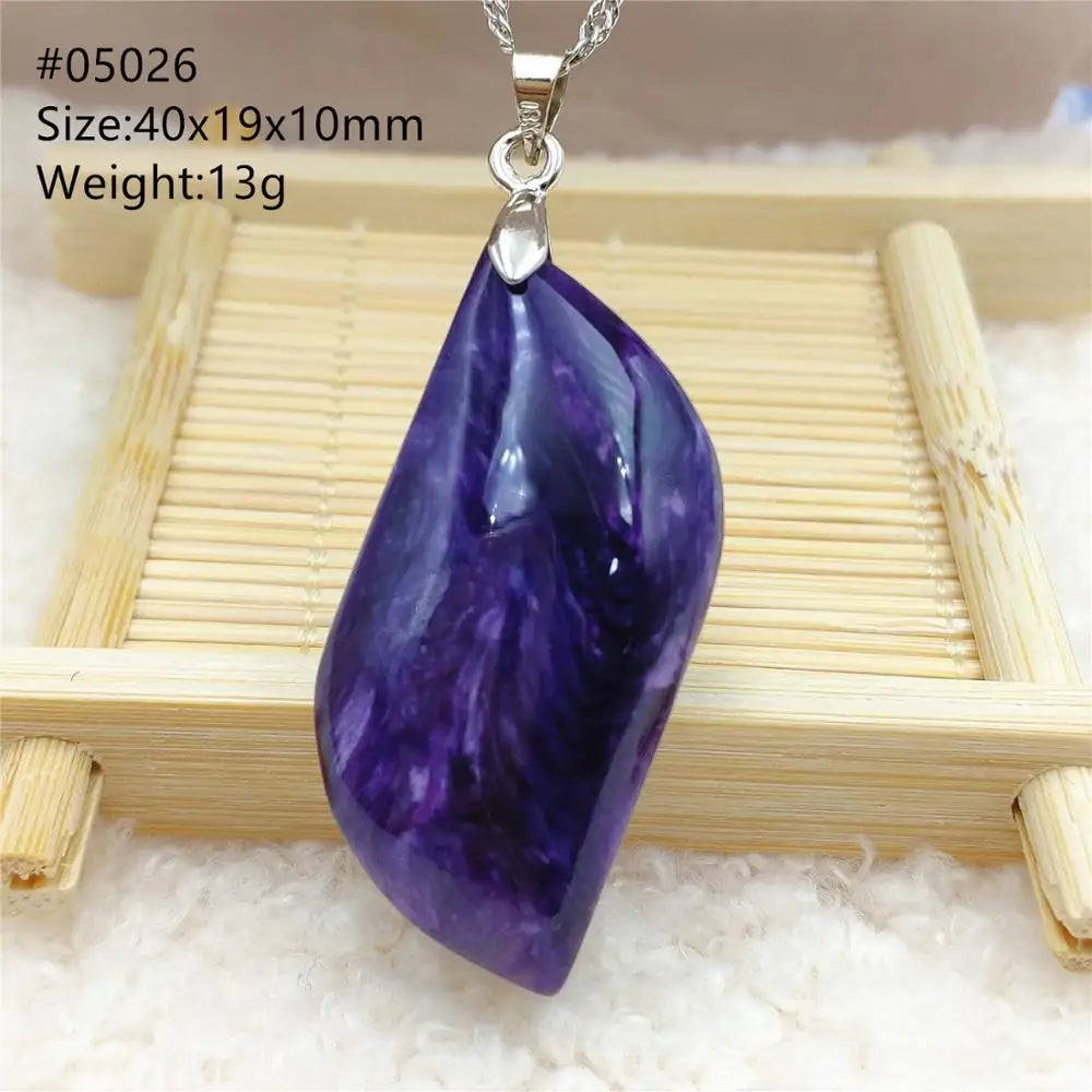 Natural Purple Charoite Pendant Necklace Jewelry Women 925 Sterling Silver Rare Gift Charoite Bead AAAAA