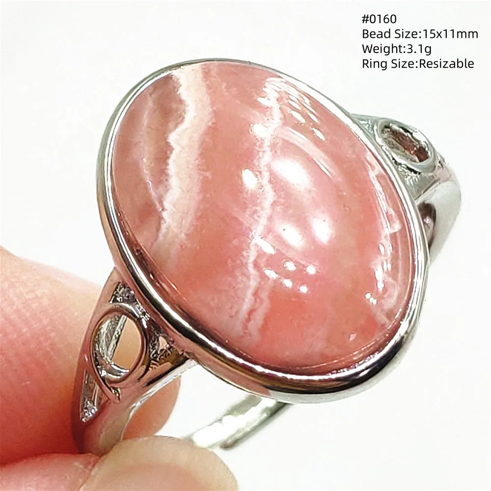 Natural Rose Rhodochrosite Ring Adjustable Ring Jewelry Woman Men Love Red Rhodochrosite Bead Healing Stone AAAAAA