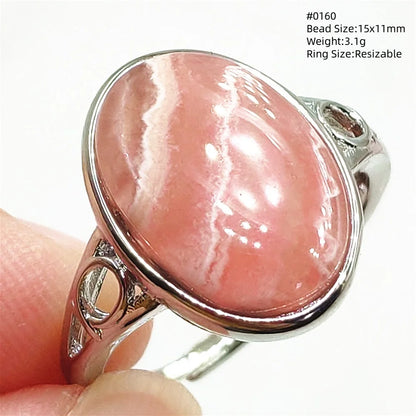 Natural Rose Rhodochrosite Ring Adjustable Ring Jewelry Woman Men Love Red Rhodochrosite Bead Healing Stone AAAAAA