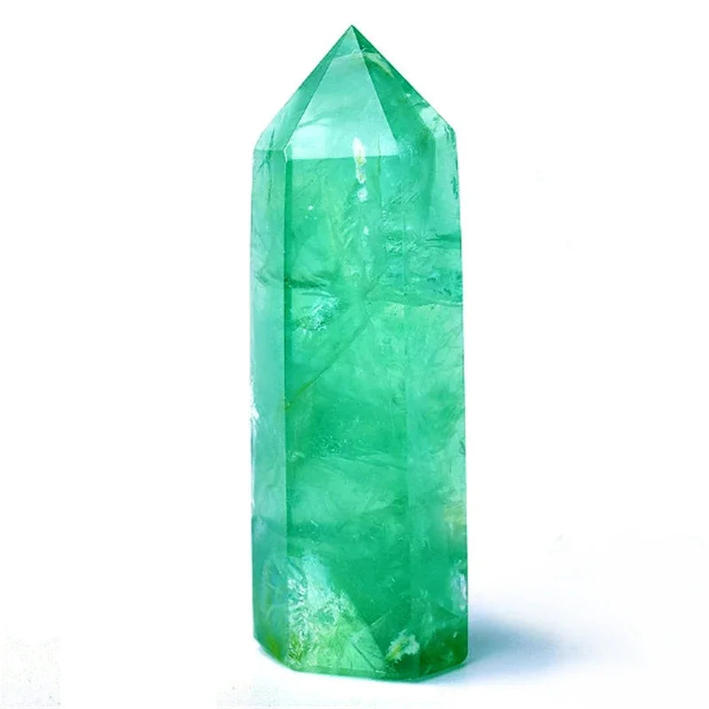 Natural Green Fluorite Single Pointed Pillar Crystal Healing Stone Natural Green Quartz Room Decor Polished Obelisk Carved Craft