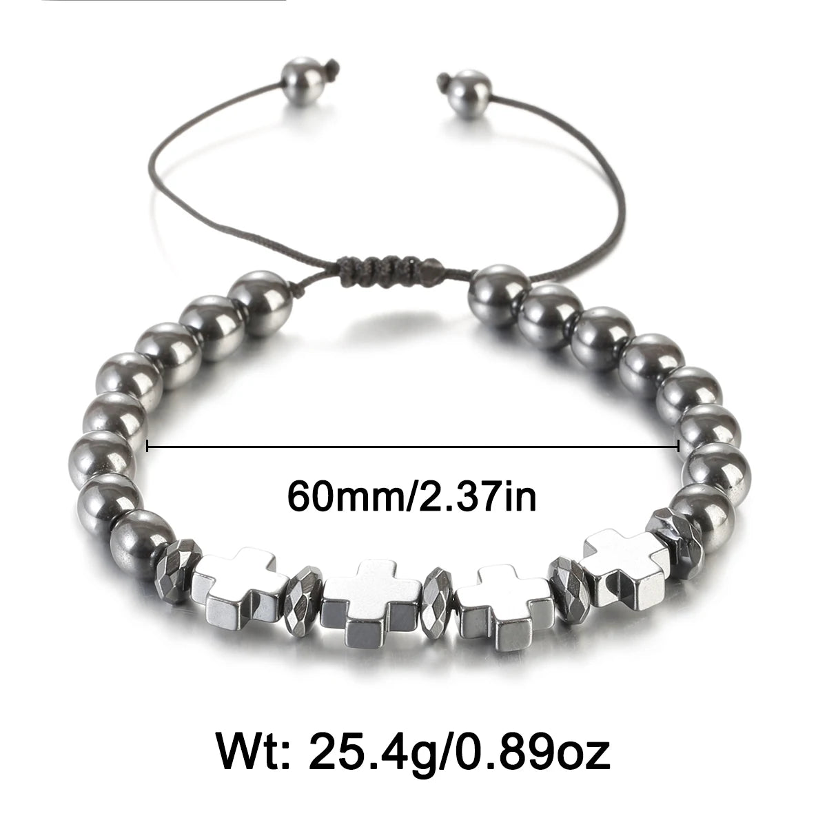 Pulsera de cuentas de piedra de hematita negra con 7 estilos de abalorios, joyería para hombres, pulsera tejida magnética para el cuidado de la salud para mujeres, regalo