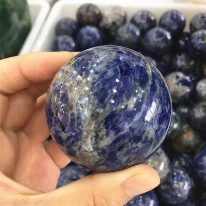 Natura Crystal Ball With Stand Blue Sodalite Quartz Sphere Display Healing Magic Decoration Home Decorative Gift