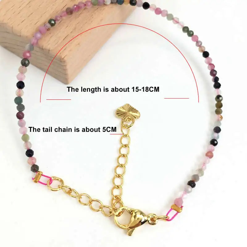 Fashion Faceted 2mm Beads Necklace Mini Natural Stone Garnet tourmaline agate Choker Minimalist Party for Men Women Jewelry Gift