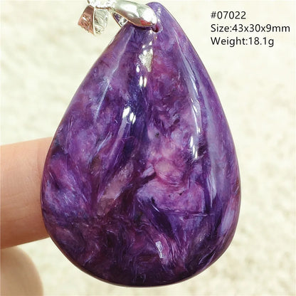 Natural Purple Charoite Pendant Necklace Jewelry Women 925 Sterling Silver Rare Gift Charoite Bead AAAAA