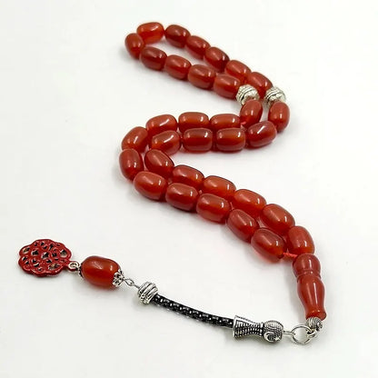 Natural Red Agate 5A Beaded Bracelet – Premium Semi-Precious Stone Strand with Red Pendant