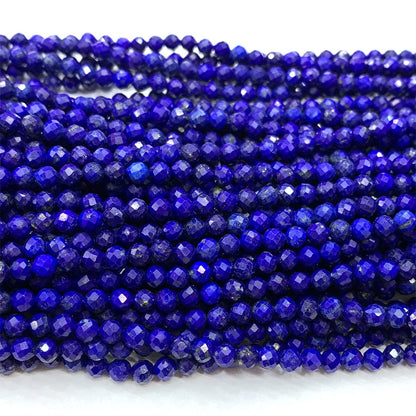 Veemake Natural Lapis Lazuli Faceted Round Rondelle Edge Cube Charms Gemstones Crystal Beads Jewelry