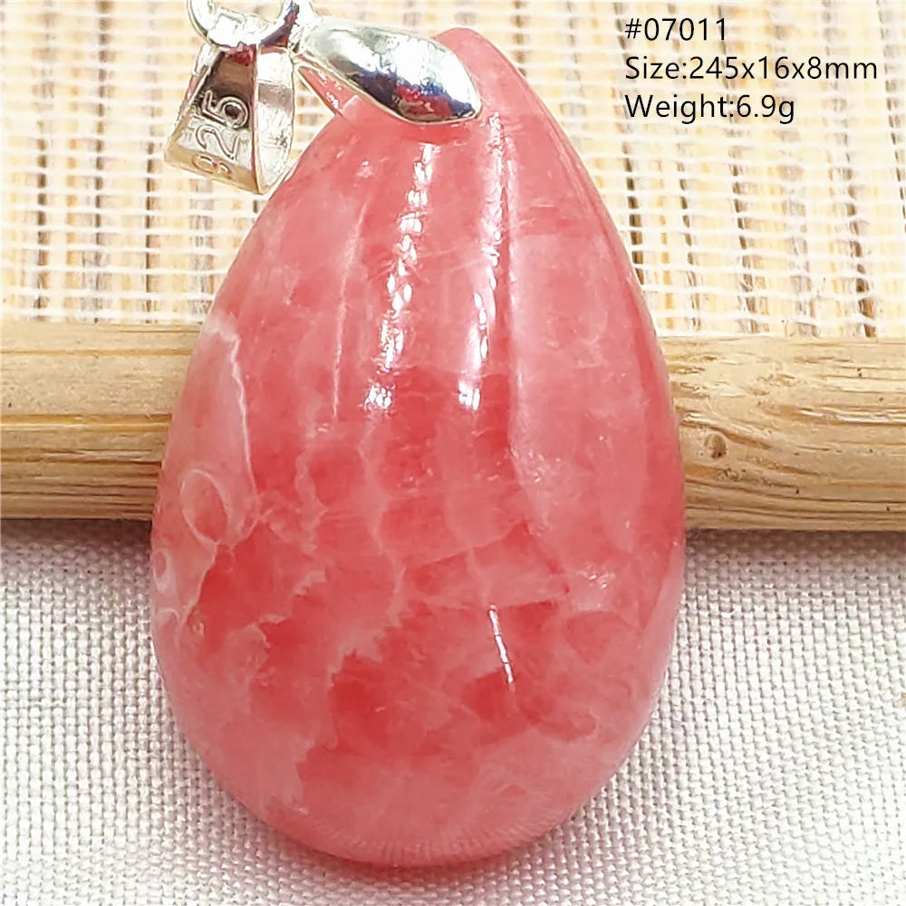 Natural Rose Rhodochrosite Pendant Heart Red Rhodochrosite Love Bead Pendant Necklace Women Rare Rose Necklace AAAAA