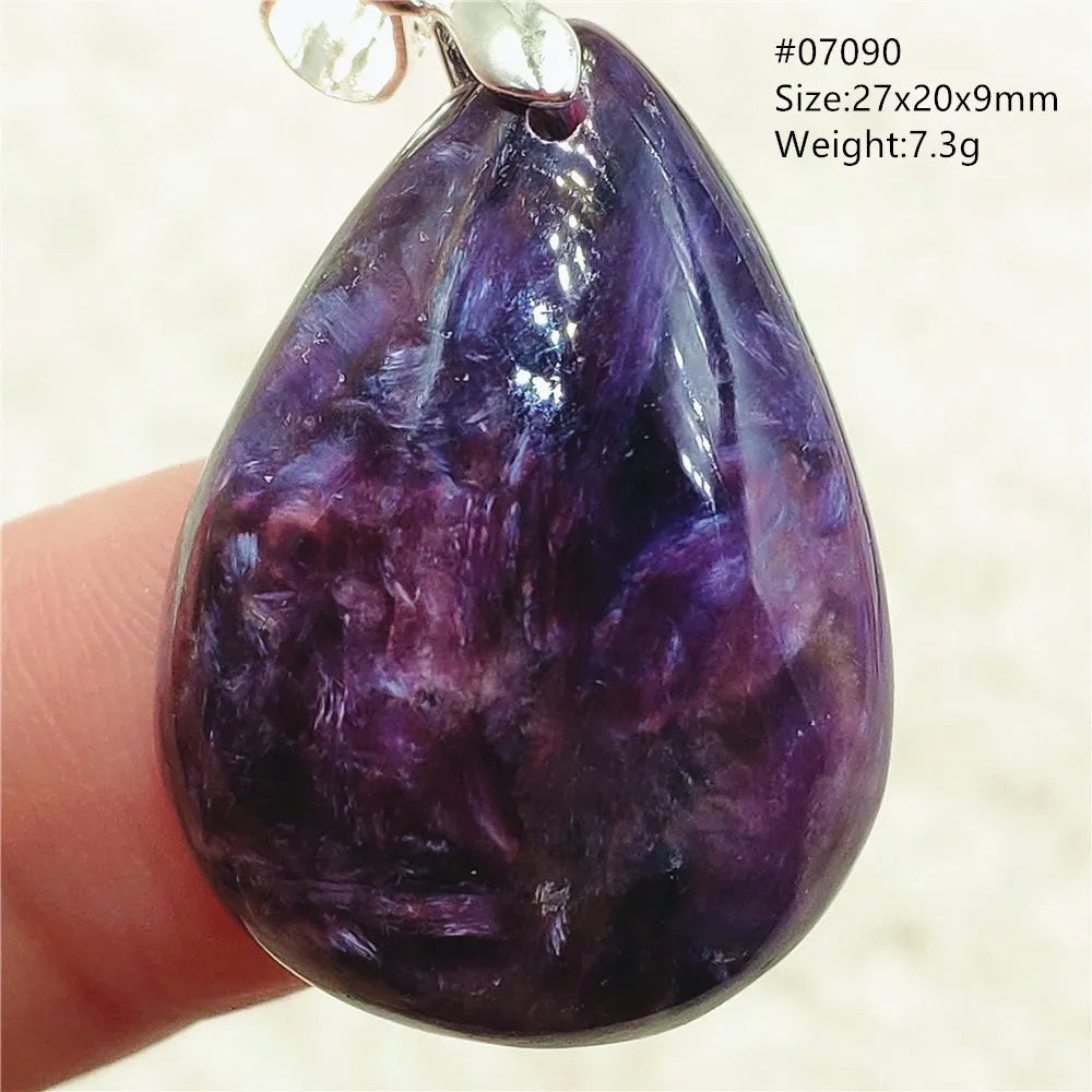 Natural Purple Charoite Water Drop Gemstone Pendant Women Men Charoite Bead Best Necklace Jewelry 925 Sterling Silver AAAAAA