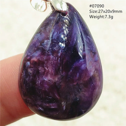 Natural Purple Charoite Water Drop Gemstone Pendant Women Men Charoite Bead Best Necklace Jewelry 925 Sterling Silver AAAAAA