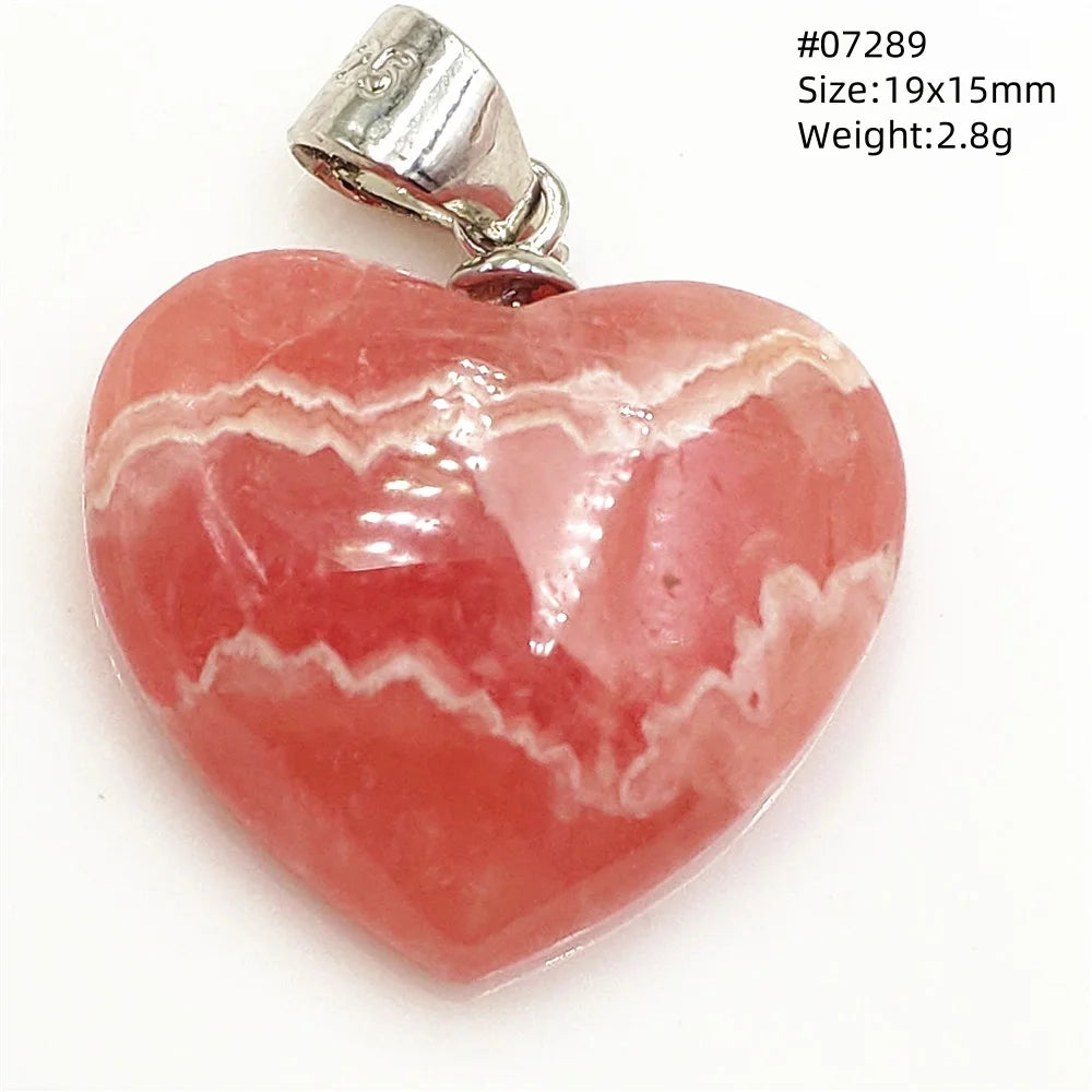 Natural Red Rhodochrosite Pendant Jewelry Rose Rhodochrosite Heart Love Women Men Gemstone Jewelry Fashion Necklace Gift AAAAAA