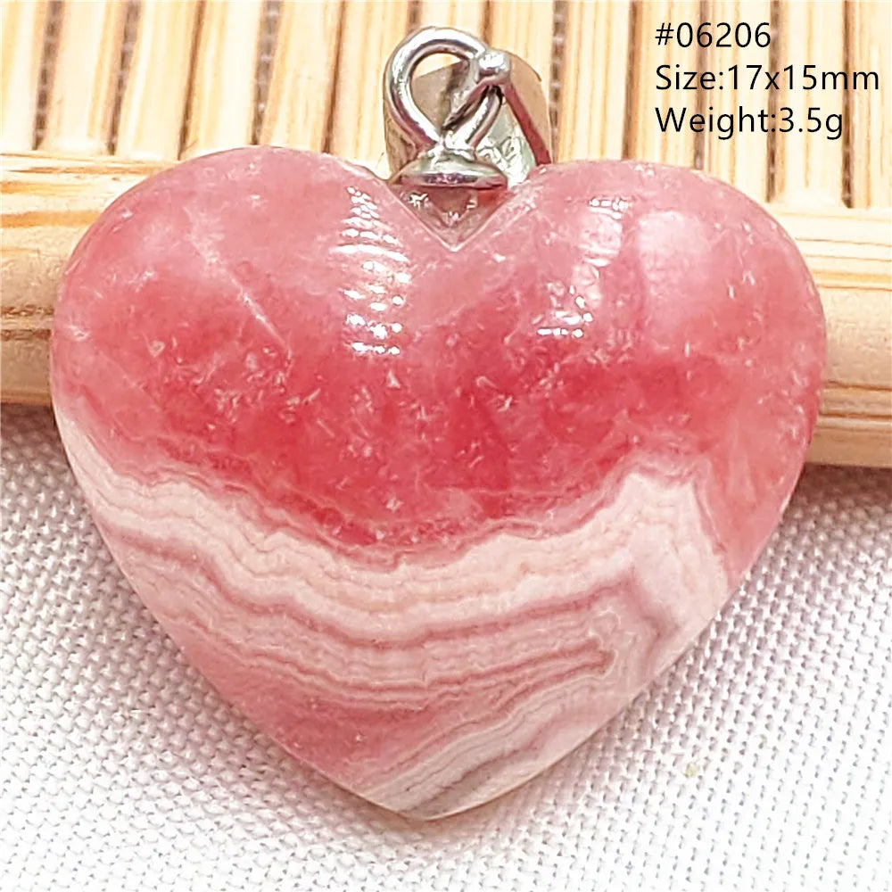 Natural Red Argentina Rhodochrosite Pendant Necklace Rose Rhodochrosite Heart Pendant Women Men Necklace AAAAA