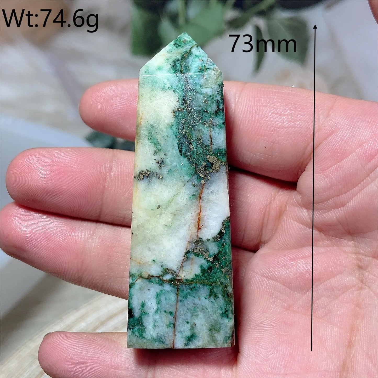 Natural Crystal Dioptase Tower Pyrite Healing Wholesale Gemstone Energy Polished Obelisk Precious Gift