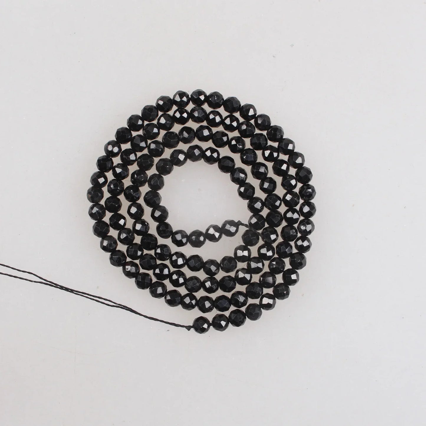 Natural Stone Beads High-light Faceted Black Tourmaline Small Faceted Loose Beads 2 3 6 8mm For Bracelet Necklace Jewelry Making