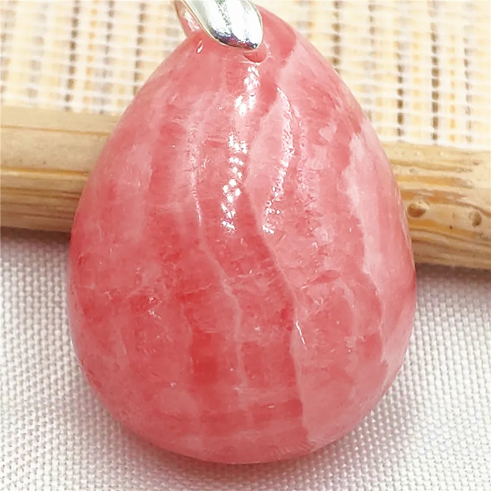 Natural Rose Rhodochrosite Pendant Heart Red Rhodochrosite Love Bead Pendant Necklace Women Rare Rose Necklace AAAAA